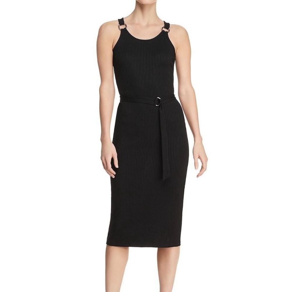 NWT MICHAEL KORS BLACK SLEEVELESS BELTED TANK DRESS SIZE XL